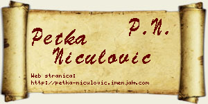 Petka Niculović vizit kartica